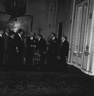 Vittorio Del Vecchio, Presidente del Comitato organizzatore del IV Congresso internazionale di igiene e medicina scolastica ed universitaria, con i componenti del comitato organizzatore in visita di omaggio al Presidente della Repubblica Antonio Segni