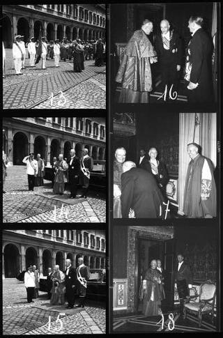 Cerimonia di consegna al Presidente della Repubblica Antonio Segni delle insegne dell'Ordine Supremo di Cristo da parte di Mons. Grano, Nunzio Apostolico di Sua Santità Giovanni XXIII
