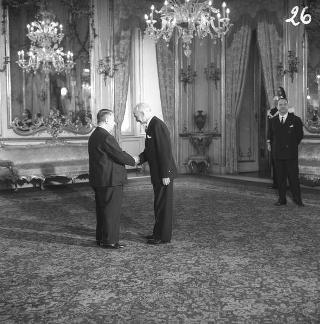 Ricevimento delle Alte Cariche dello Stato per gli auguri di Natale e di Capodanno al Presidente della Repubblica Antonio Segni
