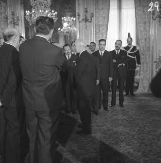 Ricevimento delle Alte Cariche dello Stato per gli auguri di Natale e di Capodanno al Presidente della Repubblica Antonio Segni