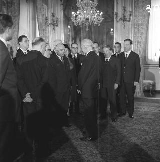 Ricevimento delle Alte Cariche dello Stato per gli auguri di Natale e di Capodanno al Presidente della Repubblica Antonio Segni