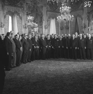 Ricevimento delle Alte Cariche dello Stato per gli auguri di Natale e di Capodanno al Presidente della Repubblica Antonio Segni