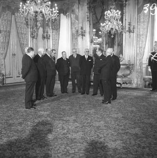Ricevimento delle Alte Cariche dello Stato per gli auguri di Natale e di Capodanno al Presidente della Repubblica Antonio Segni