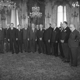 Ricevimento delle Alte Cariche dello Stato per gli auguri di Natale e di Capodanno al Presidente della Repubblica Antonio Segni