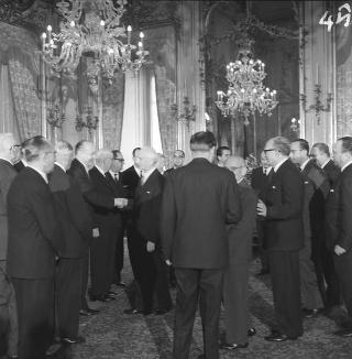 Ricevimento delle Alte Cariche dello Stato per gli auguri di Natale e di Capodanno al Presidente della Repubblica Antonio Segni