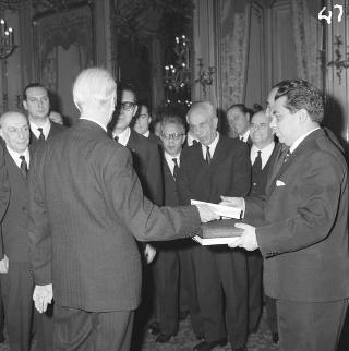 Ricevimento delle Alte Cariche dello Stato per gli auguri di Natale e di Capodanno al Presidente della Repubblica Antonio Segni