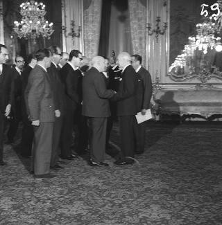 Ricevimento delle Alte Cariche dello Stato per gli auguri di Natale e di Capodanno al Presidente della Repubblica Antonio Segni