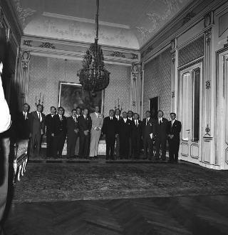 Il Sen. Cataldo Cassano, Presidente del V Congresso internazionale di fisiopatologia tiroidea, con una delegazione dei partecipanti al Congresso, in visita di omaggio al Presidente della Repubblica Giuseppe Saragat