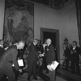 Luigi Turano, Presidente dell'XI Congresso internazionale di radiologia, con le delegazioni dei 71 paesi partecipanti in visita di omaggio al Presidente della Repubblica Giuseppe Saragat