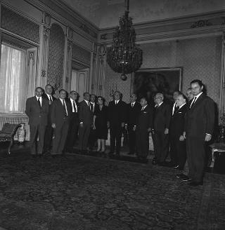 Incontro del Presidente della Repubblica Giuseppe Saragat  con Libero Bigiaretti, Segretario Nazionale del Sindacato Nazionale Scrittori, con i componenti del Consiglio Direttivo ed i Consiglieri della Cassa Nazionale Scrittori