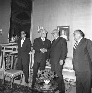 Santoro Passarelli, Presidente dell'INA, con il Consiglio direttivo dell'Ente in visita di omaggio al Presidente della Repubblica Giuseppe Saragat