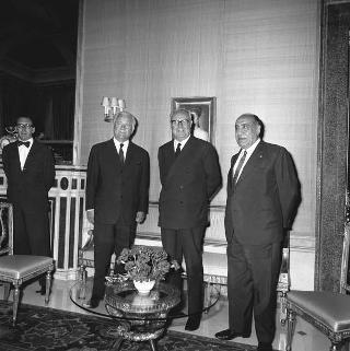 Santoro Passarelli, Presidente dell'INA, con il Consiglio direttivo dell'Ente in visita di omaggio al Presidente della Repubblica Giuseppe Saragat