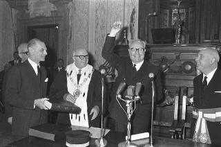 Visita ufficiale del Presidente della Repubblica Giuseppe Saragat a Pisa in occasione dell'inaugurazione del nuovo calcolatore elettronico dell'Università