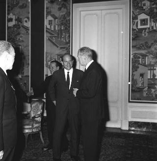 Maurice Couve de Murville, Ministro degli affari esteri di Francia in udienza dal Presidente della Repubblica Giuseppe Saragat