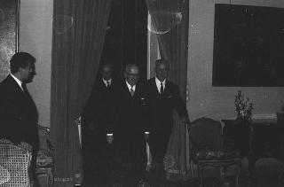 Il Presidente della Repubblica Giuseppe Saragat con Walter Hallstein, Presidente della Commissione economica della CEE e Lionello Levi Sandri