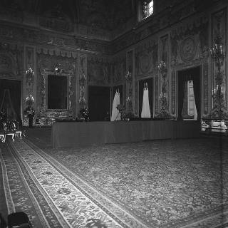 Il Presidente della Repubblica Giuseppe Saragat preside alla cerimonia di Giuramento dei nuovi ministri del terzo Governo Moro