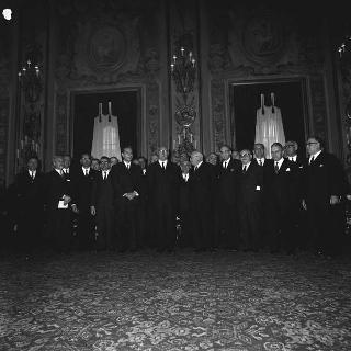 Il Presidente della Repubblica Giuseppe Saragat preside alla cerimonia di Giuramento dei nuovi ministri del terzo Governo Moro