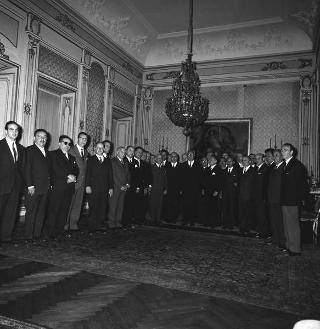 Il Presidente della Repubblica Giuseppe Saragat incontra Mario Argenton, Presidente della Federazione italiana volontari della libertà, con i presidenti delle Associazioni federate