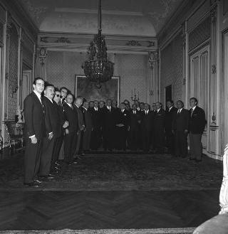 Il Presidente della Repubblica Giuseppe Saragat incontra Mario Argenton, Presidente della Federazione italiana volontari della libertà, con i presidenti delle Associazioni federate