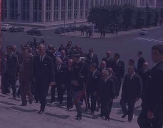Intervento del Presidente della Repubblica Giuseppe Saragat alla cerimonia per il conferimento delle Stelle al Merito ai nuovi Maestri del Lavoro EUR, Palazzo della civiltà del lavoro
