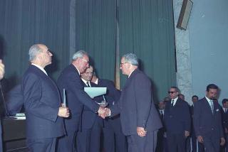 Intervento del Presidente della Repubblica Giuseppe Saragat alla cerimonia per il conferimento delle Stelle al Merito ai nuovi Maestri del Lavoro EUR, Palazzo della civiltà del lavoro
