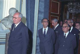 Il Presidente della Repubblica Giuseppe Saragat riceve in udienza Ugo La Malfa e dirigenti del Partito repubblicano italiano