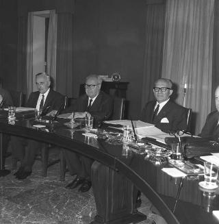 Il Presidente della Repubblica Giuseppe Saragat  durante la riunione del Consiglio Superiore della Magistratura, Palazzo dei Marescialli