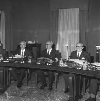 Il Presidente della Repubblica Giuseppe Saragat  durante la riunione del Consiglio Superiore della Magistratura, Palazzo dei Marescialli