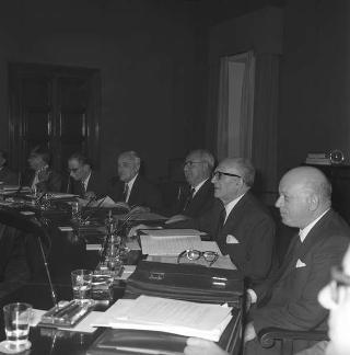 Il Presidente della Repubblica Giuseppe Saragat  durante la riunione del Consiglio Superiore della Magistratura, Palazzo dei Marescialli