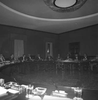 Il Presidente della Repubblica Giuseppe Saragat  durante la riunione del Consiglio Superiore della Magistratura, Palazzo dei Marescialli