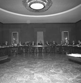 Il Presidente della Repubblica Giuseppe Saragat  durante la riunione del Consiglio Superiore della Magistratura, Palazzo dei Marescialli