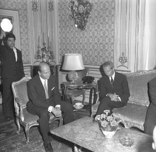 Colloquio del Presidente della Repubblica Giuseppe Saragat con Juracy Magalhaes, Ministro degli Affari Esteri del Brasile, con l'ambasciatore Francisco D'Alamo Lousada, sono presenti: Amintore Fanfani, Ministro degli esteri, Eugenio Prato, ambasciatore d'Italia a Rio de Janeiro e Felice Catalano di Melilli, Segretario generale del ministero affari esteri
