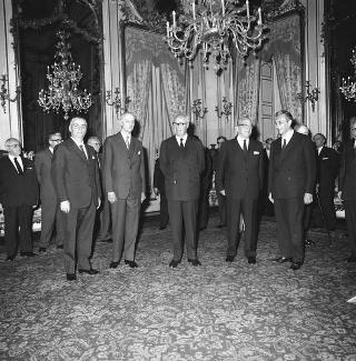 Il Presidente della Repubblica Giuseppe Saragat  alla cerimonia di Giuramento del nuovo giudice della Corte costituzionale Luigi Oggioni