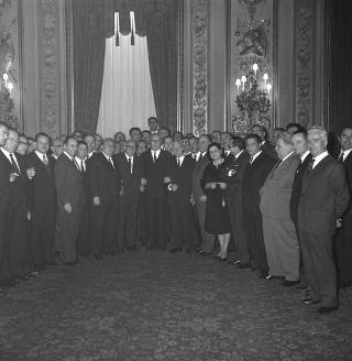 Udienza con il Presidente della Repubblica Giuseppe Saragat  con una delegazione dei partecipanti al Congresso Costituente del nuovo Partito PSI-PSDI