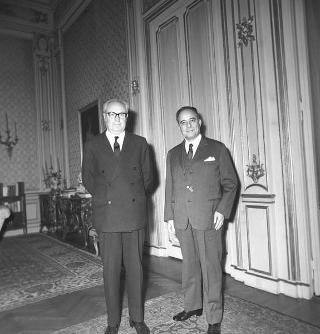 Il Presidente della Repubblica Giuseppe Saragat con Urbano Cioccetti, Presidente dell'Ente nazionale di previdenza per i dipendenti da enti di diritto pubblico