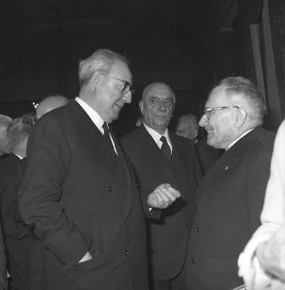 Il Presidente della Repubblica Giuseppe Saragat per le celebrazioni del centenario della nascita di Benedetto Croce, Accademia Nazionale dei Lincei. Palazzo Corsini