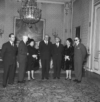 Il Presidente della Repubblica Giuseppe Saragat riceve in udienza Giuseppe Fucà, Presidente dell'Unione italiana ciechi, con una rappresentanza