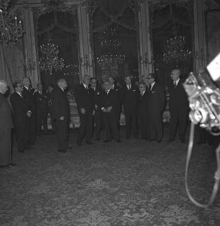 Ricevimento delle Alte Cariche dello Stato e del Corpo Diplomatico per la tradizionale presentazione degli auguri di Natale e Capodanno al Presidente della Repubblica Giuseppe Saragat