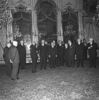 Ricevimento delle Alte Cariche dello Stato e del Corpo Diplomatico per la tradizionale presentazione degli auguri di Natale e Capodanno al Presidente della Repubblica Giuseppe Saragat