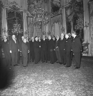 Ricevimento delle Alte Cariche dello Stato e del Corpo Diplomatico per la tradizionale presentazione degli auguri di Natale e Capodanno al Presidente della Repubblica Giuseppe Saragat