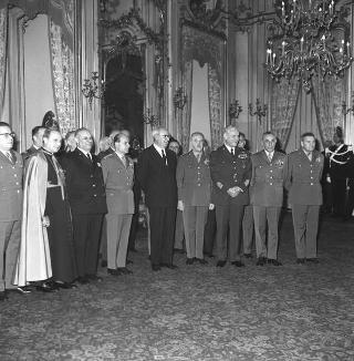 Ricevimento delle Alte Cariche dello Stato e del Corpo Diplomatico per la tradizionale presentazione degli auguri di Natale e Capodanno al Presidente della Repubblica Giuseppe Saragat