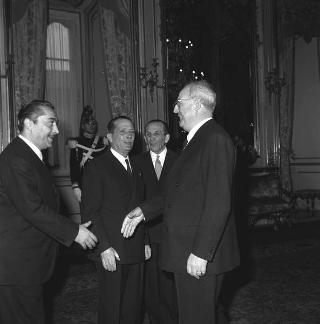 Ricevimento delle Alte Cariche dello Stato e del Corpo Diplomatico per la tradizionale presentazione degli auguri di Natale e Capodanno al Presidente della Repubblica Giuseppe Saragat