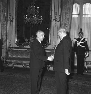 Ricevimento delle Alte Cariche dello Stato e del Corpo Diplomatico per la tradizionale presentazione degli auguri di Natale e Capodanno al Presidente della Repubblica Giuseppe Saragat