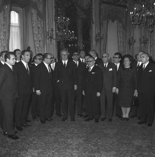 Ricevimento delle Alte Cariche dello Stato e del Corpo Diplomatico per la tradizionale presentazione degli auguri di Natale e Capodanno al Presidente della Repubblica Giuseppe Saragat