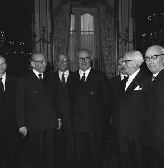 Ricevimento delle Alte Cariche dello Stato e del Corpo Diplomatico per la tradizionale presentazione degli auguri di Natale e Capodanno al Presidente della Repubblica Giuseppe Saragat