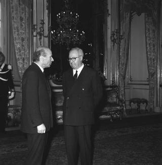 Ricevimento delle Alte Cariche dello Stato e del Corpo Diplomatico per la tradizionale presentazione degli auguri di Natale e Capodanno al Presidente della Repubblica Giuseppe Saragat