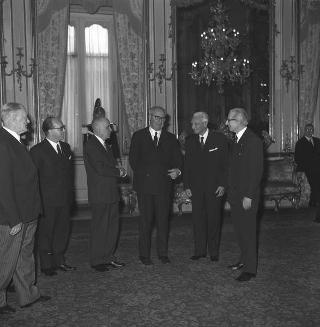 Ricevimento delle Alte Cariche dello Stato e del Corpo Diplomatico per la tradizionale presentazione degli auguri di Natale e Capodanno al Presidente della Repubblica Giuseppe Saragat