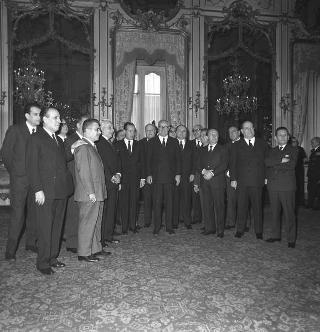 Ricevimento delle Alte Cariche dello Stato e del Corpo Diplomatico per la tradizionale presentazione degli auguri di Natale e Capodanno al Presidente della Repubblica Giuseppe Saragat