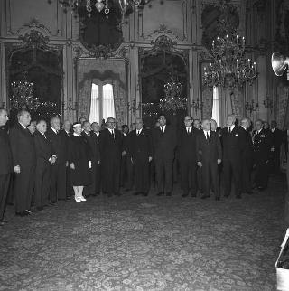 Ricevimento delle Alte Cariche dello Stato e del Corpo Diplomatico per la tradizionale presentazione degli auguri di Natale e Capodanno al Presidente della Repubblica Giuseppe Saragat