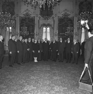 Ricevimento delle Alte Cariche dello Stato e del Corpo Diplomatico per la tradizionale presentazione degli auguri di Natale e Capodanno al Presidente della Repubblica Giuseppe Saragat